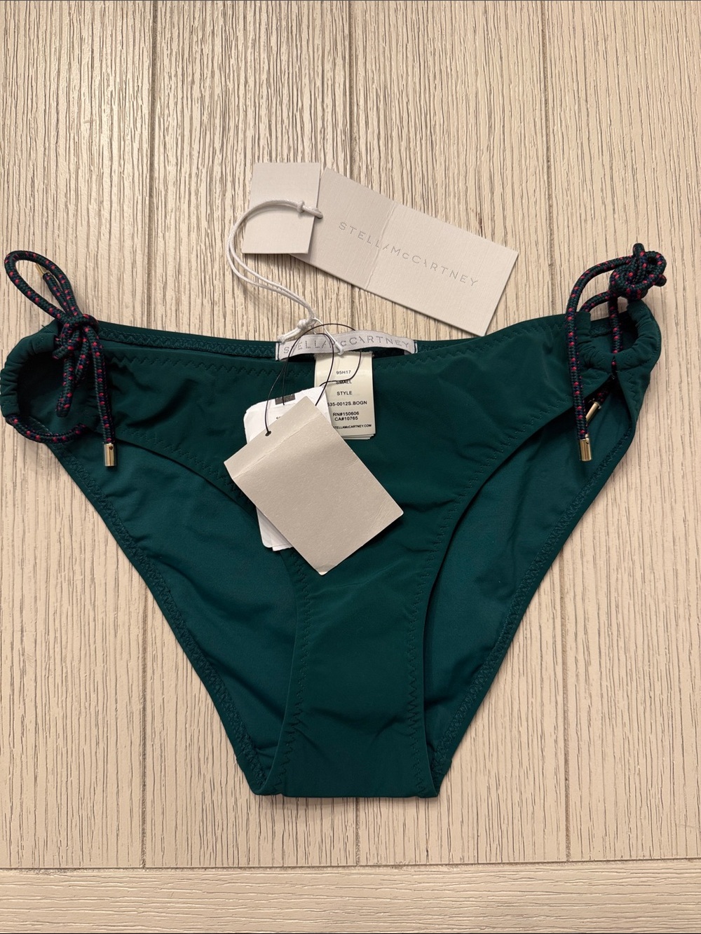 Stella McCartney Teal Drawstring Bikini Bottoms Botanical Green Small